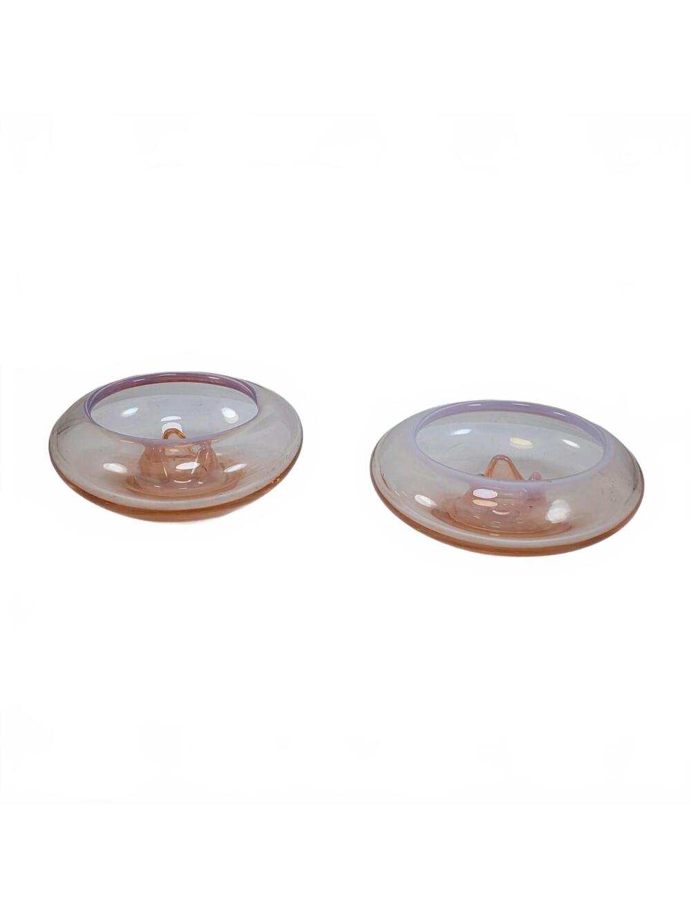 Vtg Fostoria Seascape Pink Opalescent Candleholders